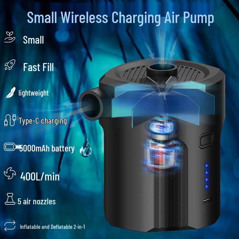 Wireless 5000mAh USB Electric Air Pump for Mattresses & Inflatable Pools