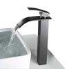 Matte Black Basin Faucet Deck Mounted Single Lever Bathroom Crane Waterfall Brass Bathroom Tap Hot and Cold Water Mixer Taps