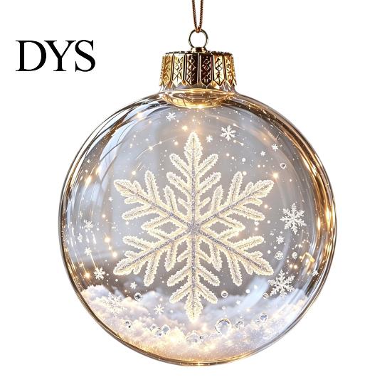 Festive Party Decorations Glowing Christmas Story Ornament, Light?Up Mini Holiday Scene Hanging Ball with Warm Gift Embellishments LED Light, Clear