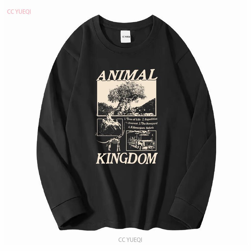 Animal Kingdom Vintage Style T Shirt Long or Short Sleeves Vintage Washed Soft Homme Stylish Streetwear Versatile