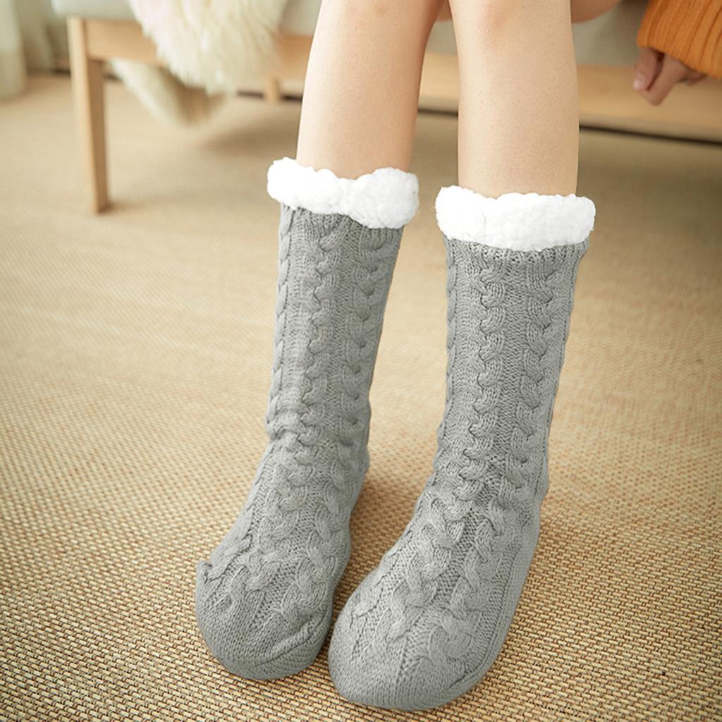 Women Winter Socks Plush Thick Warm Soft NonSlip MidCalf Home Floor Socks Hosiery