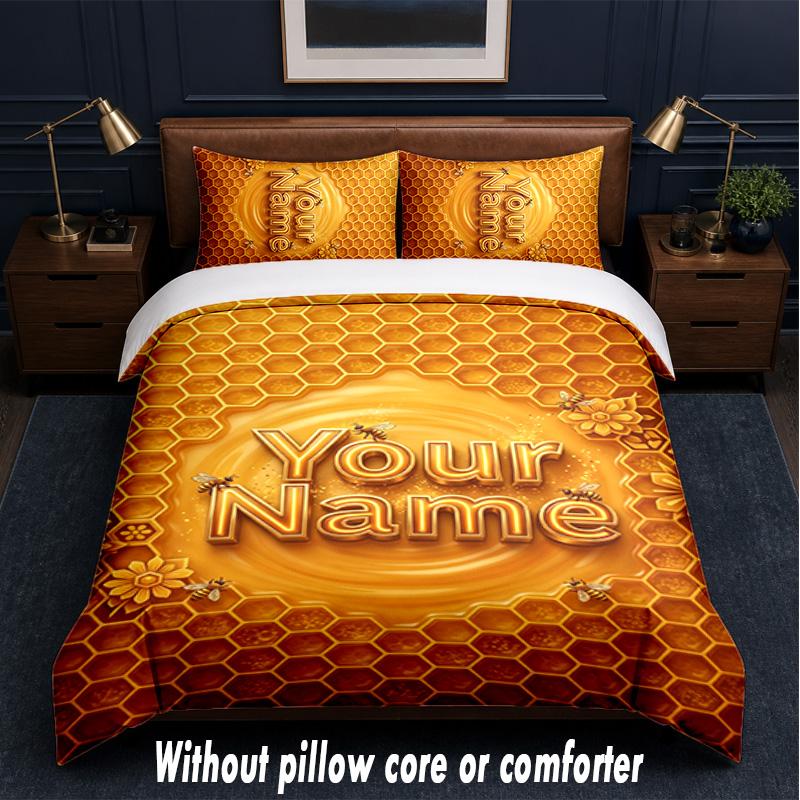 Decorative Artwork Theme Custom Text Or Name 3Pcs Bedding Set,1 Flat Sheet & 2 Pillowcases Personalized Home Bedding