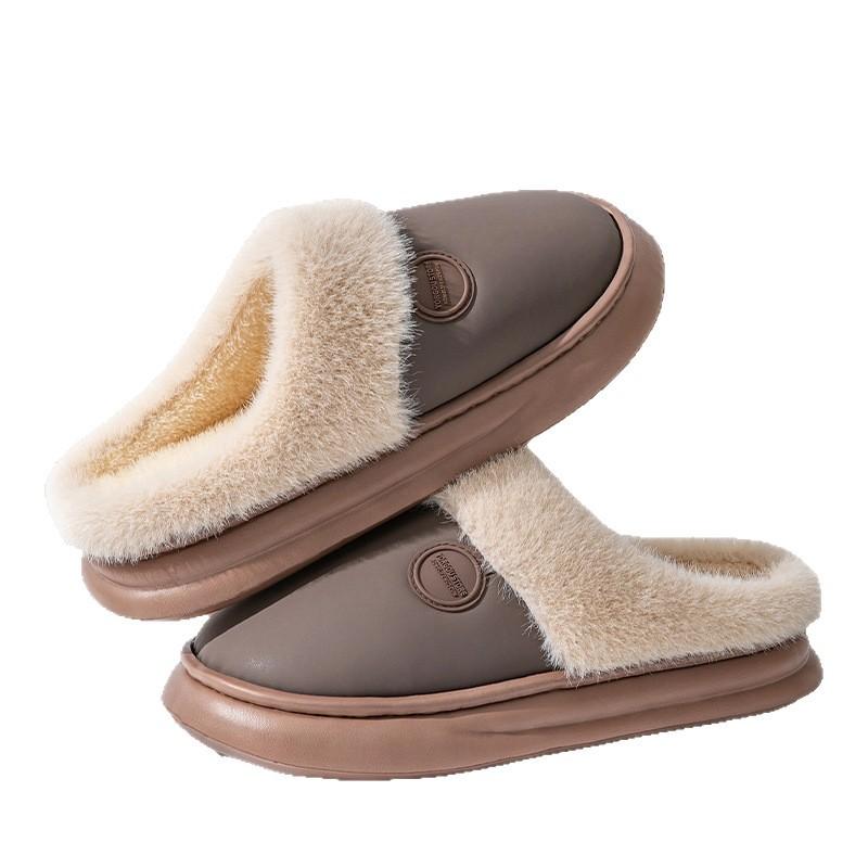 2025 new home indoor non-slip warm velvet non-smelly feet couple cotton drag autumn and winter cotton slippers