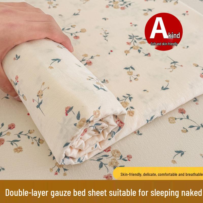 Class A Double Layer Gauze Bedding: Single Cotton Bed Sheet & Duvet Cover Set for Dorm Rooms