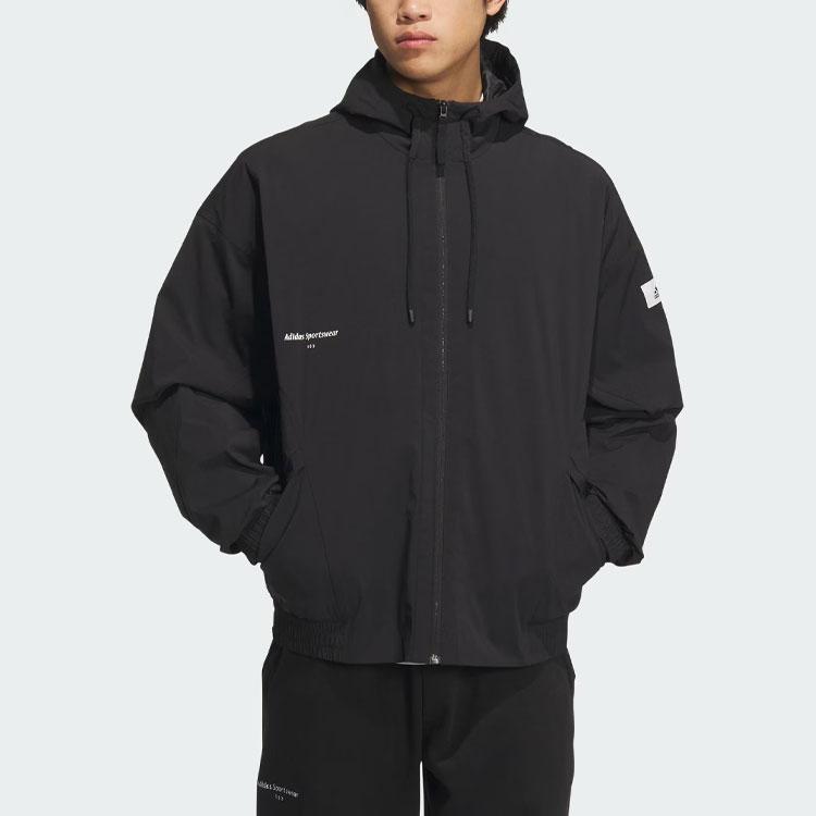 Adidas سترة رياضية بغطاء رأس للرجال، لون أسود IP4980