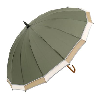 Guarda-chuva longo com bambu grande tricolor estiloso estilo Kyoto para Mulheres 16 varetas cabo, debrum, guarda-chuva estilo japonês, (caqui)