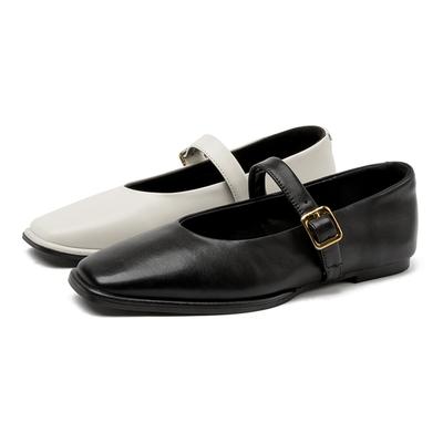 DIMANYU Women's Shoes Spring  New Genuine Leather Ballet Women's Shoes Fashion Buckle Mary Jane Shoes Women's