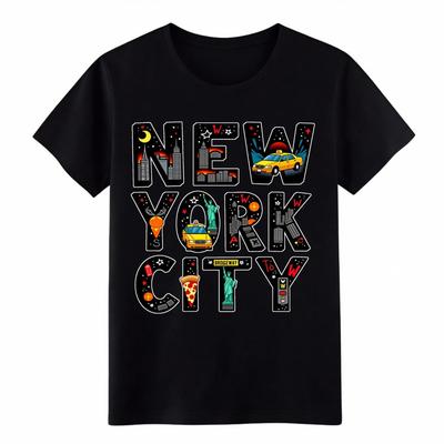 Retro New York City Icon Graphic T-Shirt Unisex NYC Landmark Souvenir Casual Tee