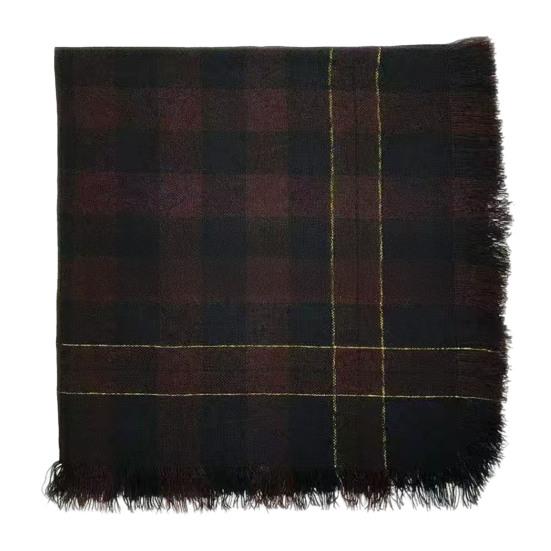 Wool Square Scarf with Tassel Decoration Plaid Pattern Women Knitting Scarf Versatile Headscarf Daily Outdoor Wear