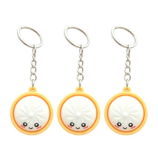 3Pcs Mini Dumpling Keychain Pendant Soft Food Charm Cartoon Snack Accessories for Bags Car