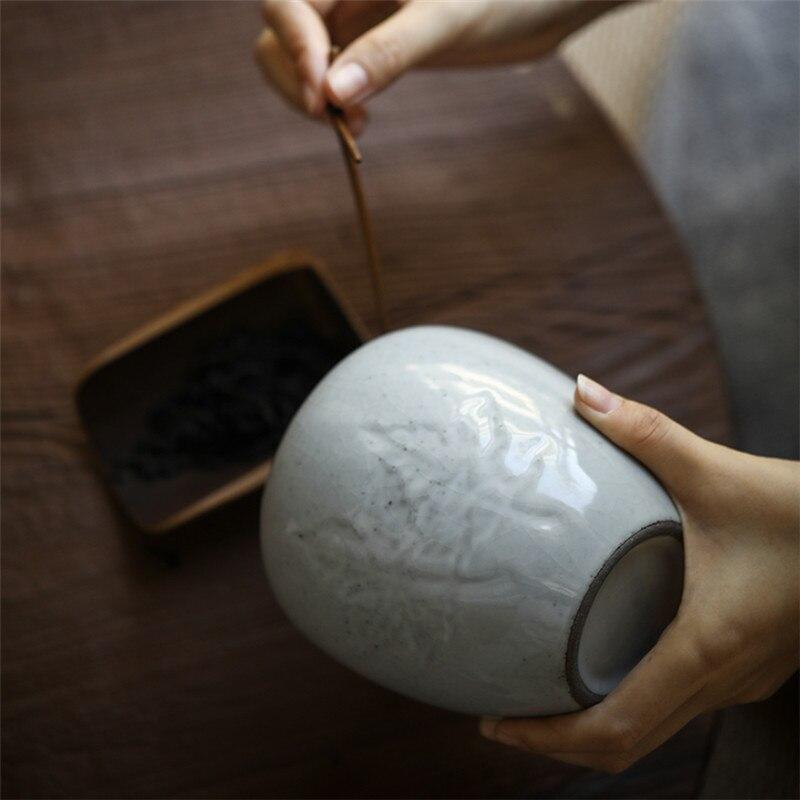 Ceramic Tea Caddies Coarse Pottery Moisture-proof Canisters Sealed Can Storage Tank Food Container