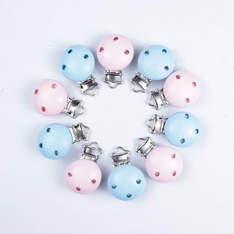 10Pcs 30mm Baby Wooden Pacifier Clips Round Wood Clip for Baby Pacifier Log Nipple Chain Holder Accessories BPA Free