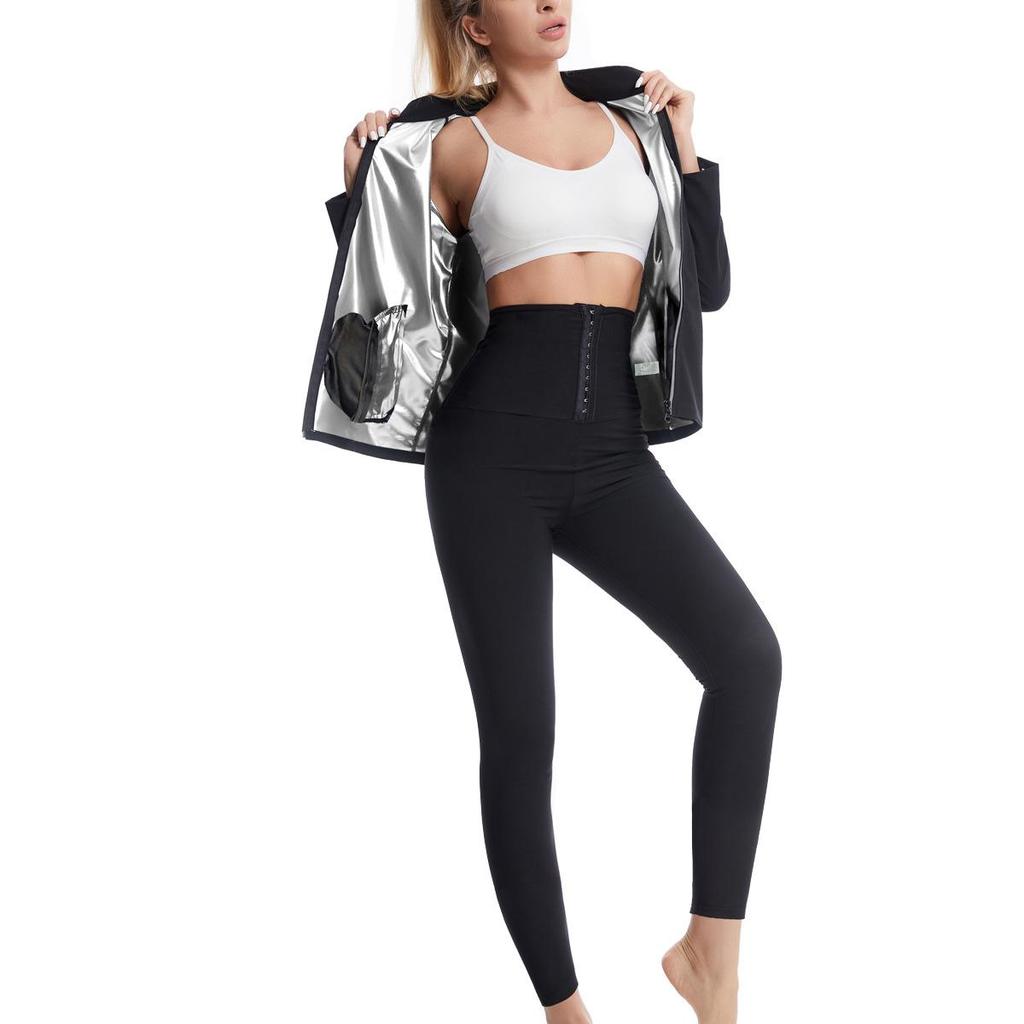 Women's Sauna Sweat Suit - Running, Fitness, Tummy Control with Pocket for Body Sculpting
