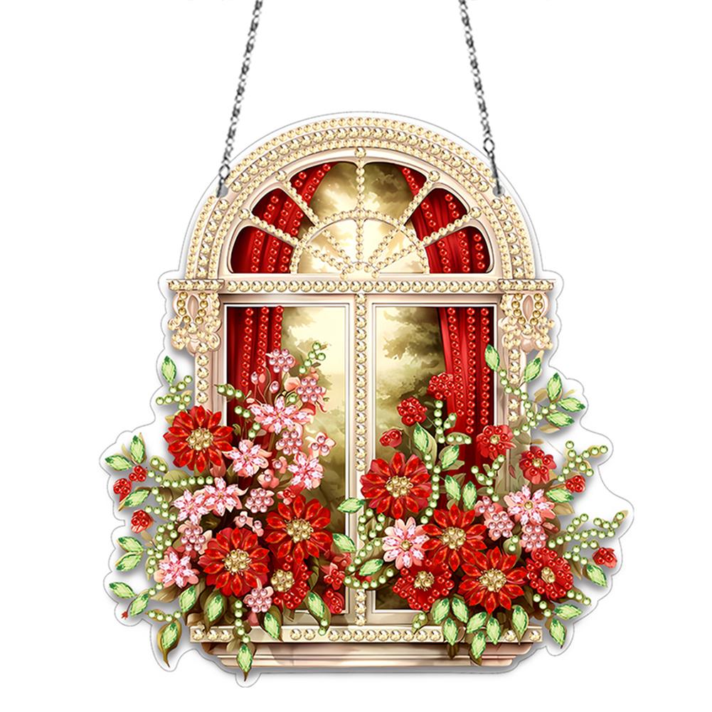 Acrylic 2D Flat DIY Special Shape Hanging Diamond Art Kits Rhinestone Diamond Art Window Pendants Home Wall Decoration Crafts