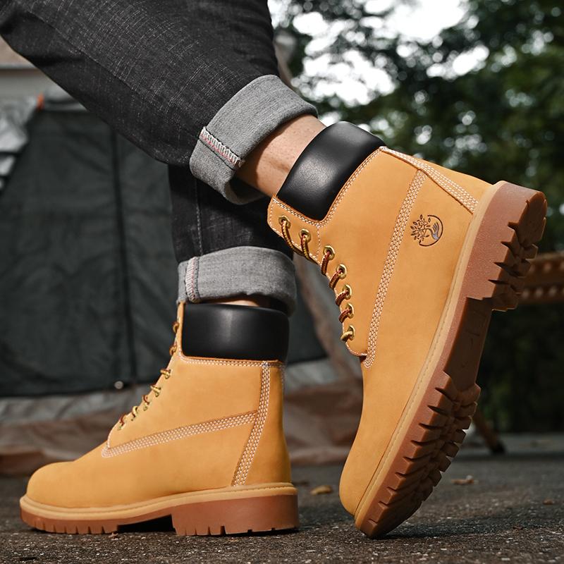 Boots Women High Top Boots High Quality Women Leather Shoes Fashion Outdoor Sneakers Men Lace Up Non-Slip Ankle Boots For Couple