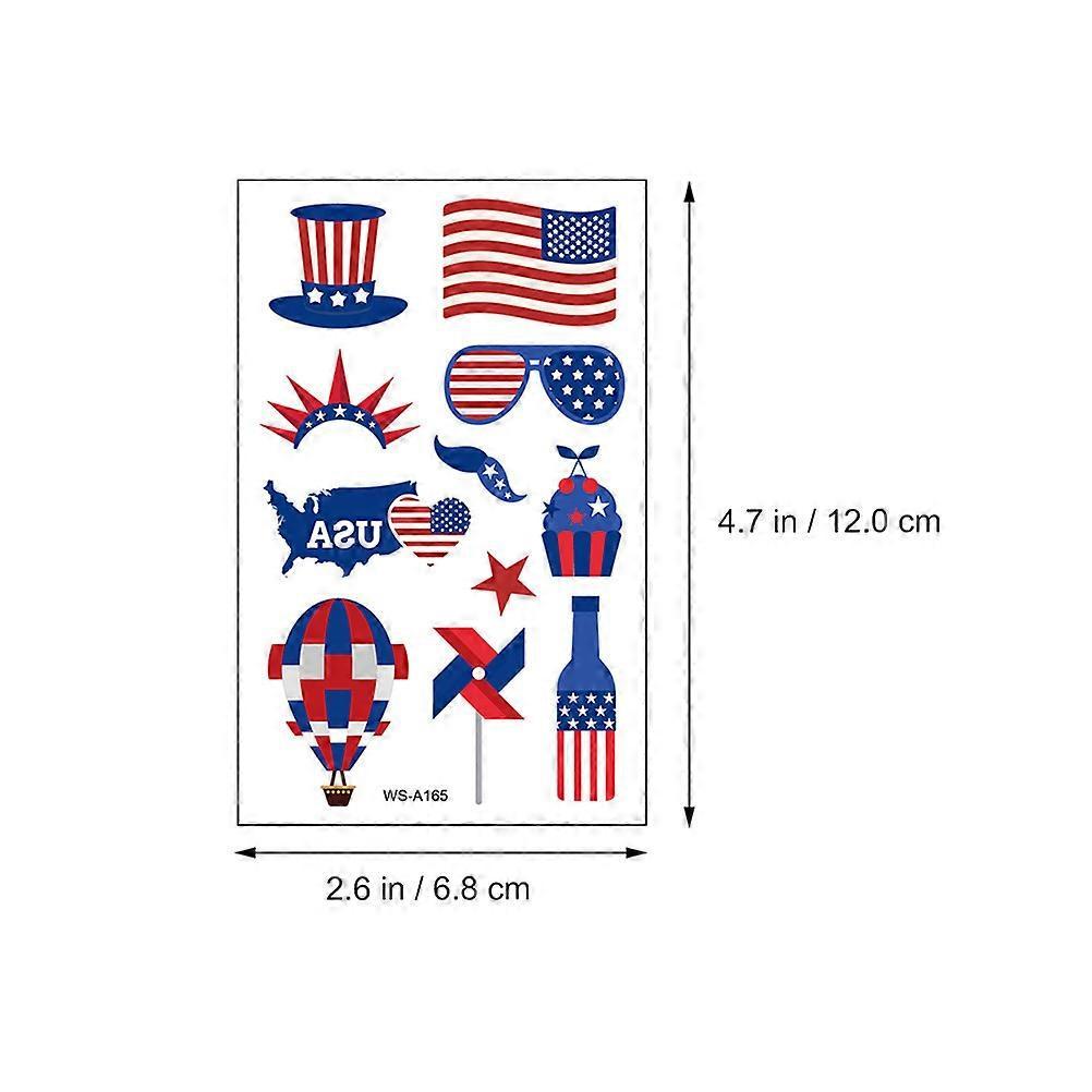 Usa Flag Tattoos Sticker for Body Decor 10 Sheets Waterproof Design