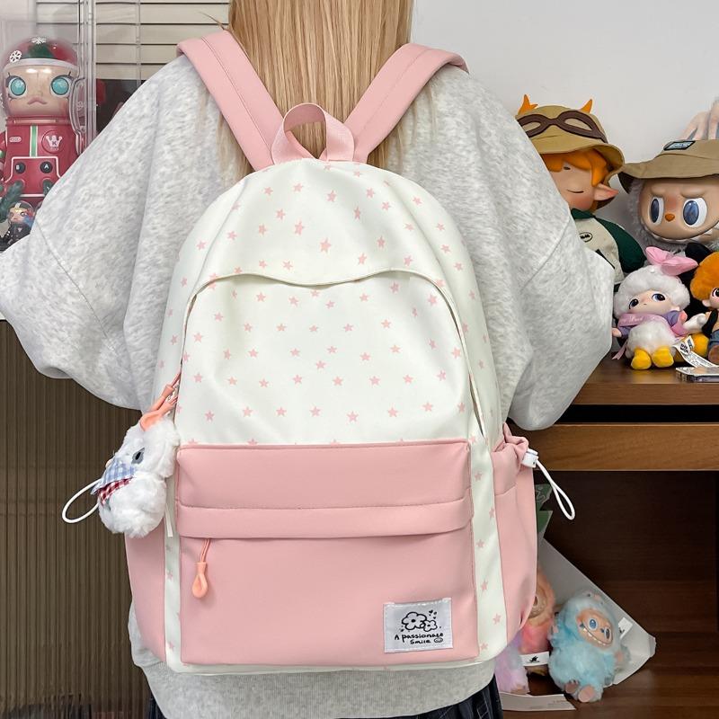 Japanese Ins High-value Student Schoolbag, Fresh and Sweet Candy-colored Star Backpack, Large-capacity and Lightweight Backpack.