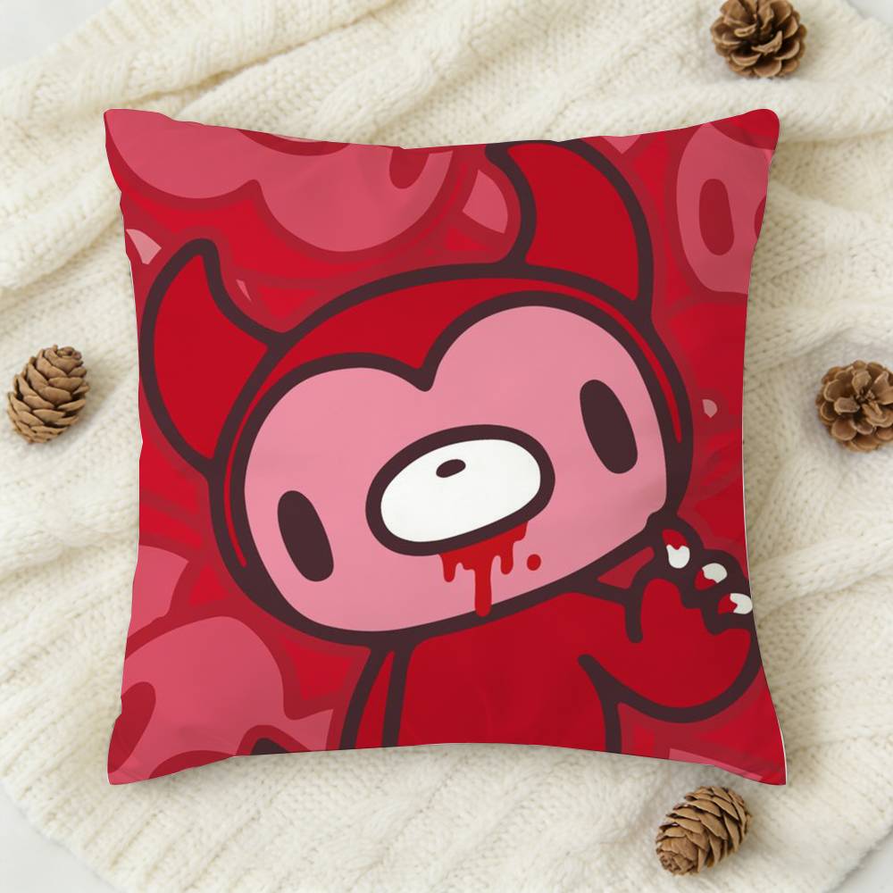 Anime Gloomy bear Cute Doublesided Printed Square Decorative Cushion Cover for Sofa Living Room Home Decor