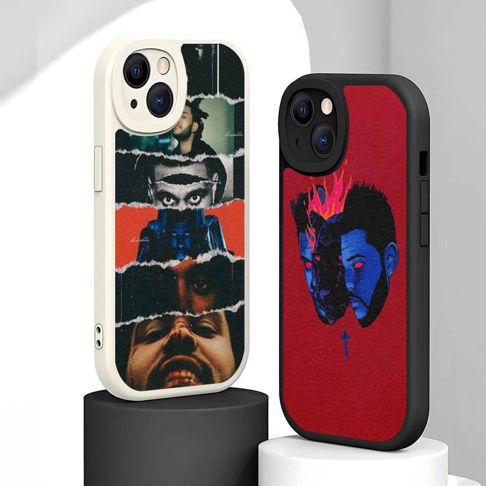 Fashion Cool Weeknd Poster Singer Phone Case For iPhone 16 15 14 13 12 11 Plus Pro Max Lambskin Silicone Cover Black