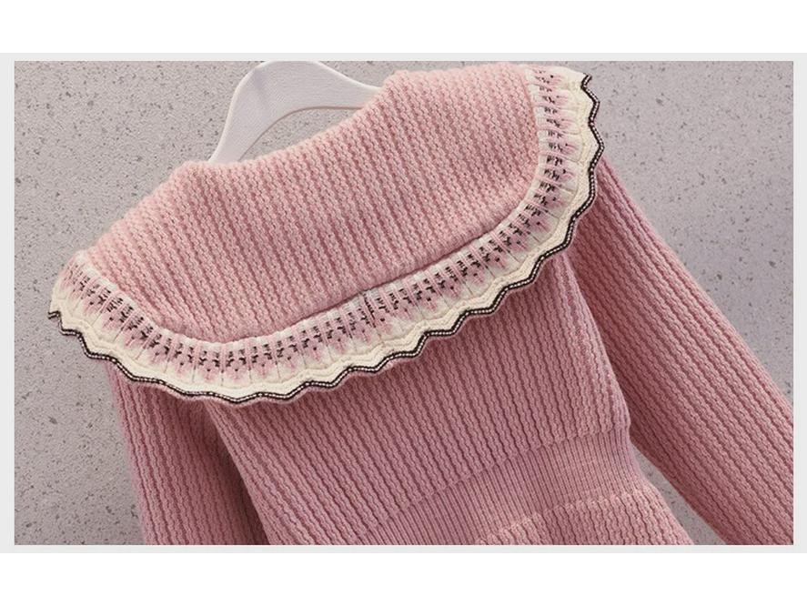 Strickkleid für Mädchen - Frühling/Herbst Kinder Revers Prinzessinnenrock