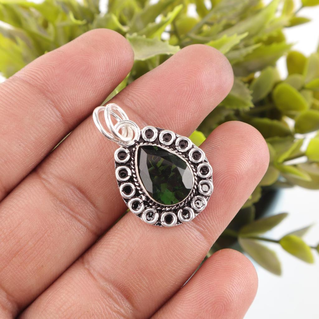 Green Tourmaline Gemstone 925 Sterling Silver Jewelry Designer Boho Pendant 1.02'' For Valentine's Day Gift PP-26-44