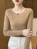 Retro Four-Thread Knit Sweater - Women's Round Neck Top for Autumn/Winter