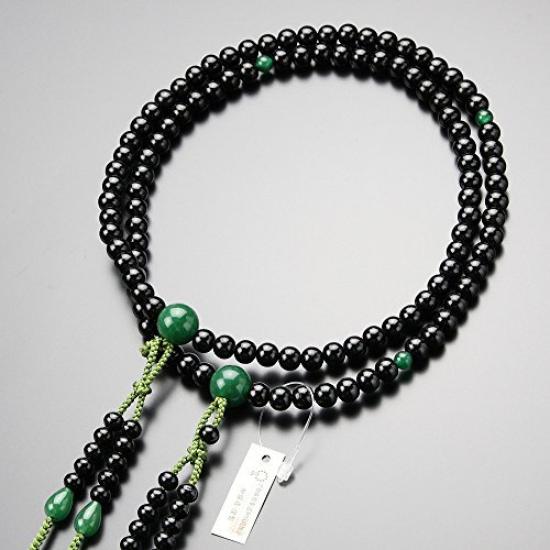 Shingon Buddhist Prayer Beads for Men Shakuni Ebony Indian Jade Pure Silk Sanskrit Tenbou Prayer Beads Kyoto Prayer Beads Kyoto 108 Beads Natural Wood