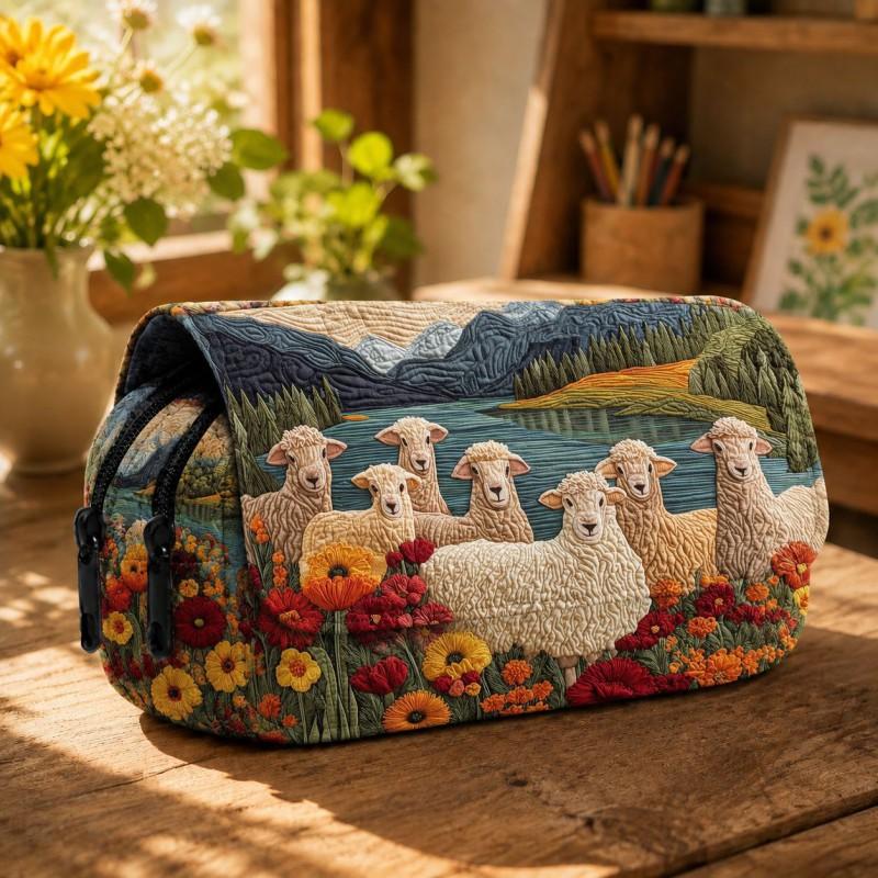 Pencil Case Students Digital Print Lamb Quilted School Office Daily Use
