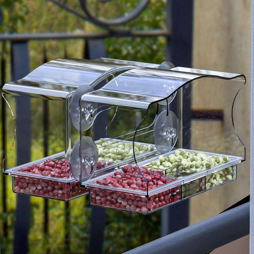 Easy-Clean Bird Feeder Acrylic Pet Accessories Creative Outdoor Feeder  Patio