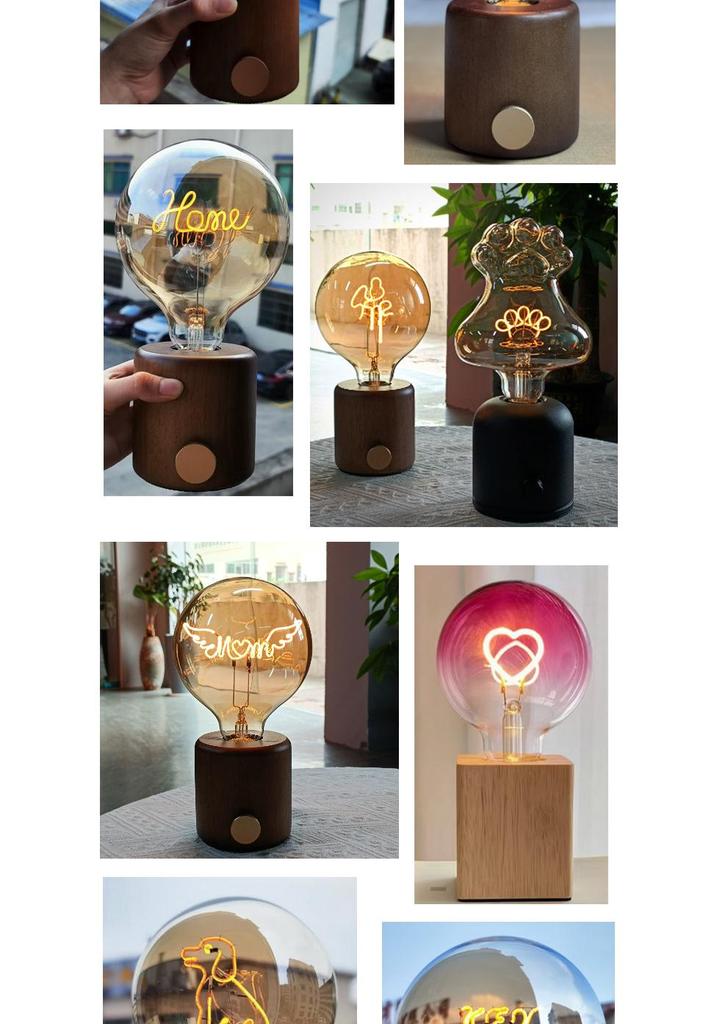 Rechargeable Letter Bulb Night Light for Coffee Shop & Home Décor