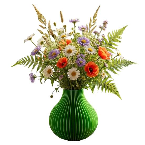 

3D Printed Vase Modern Flowers Vase Decorative Vertical Textured Flower Vase for Dried & Fresh Flowers Farmhouse Coffee Table Kitchen Centerpieces