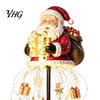 Weather Resistant Christmas Lawn Decor Solar Santa Claus Garden Light, LED Holding Gift Box Yard Stake Powered Winter Accents with Cascading