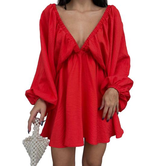 

Весенне-осеннее мини-платье, сексуальное свободное пляжное платье с длинными рукавами, Клубное вечернее пляжное платье для выпускного вечера, женское праздничное платье, женская одежда L красный