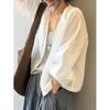Artistic Retro Long-Sleeve Linen Cardigan - Lightweight, Loose-Fit Sun Protection Top