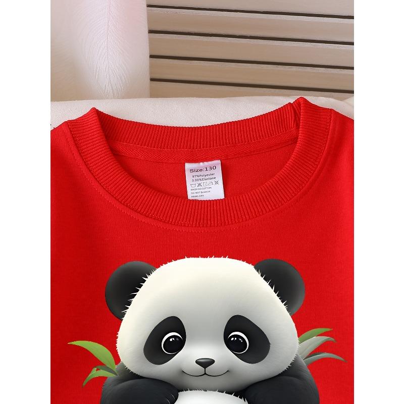 Weiches Rundhals-Sweatshirt für Mädchen, Niedliches Panda-Familien-Print-Design mit süßem kreativem Aufdruck, Lässiges Allround-Talent für Herbst und Winter, Ideales Weihnachtsgeschenk