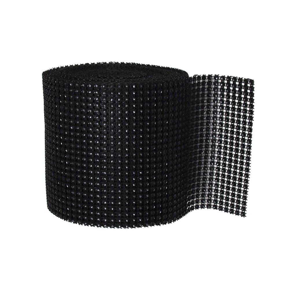 Black Rhinestone Mesh Roll Sparkling Diamond Ribbon Smooth Attach Wedding Cake Decoration Birthday Party Crafts