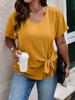 Spring 2026 European & American Plus Size Women's Lace-up Casual T-Shirt