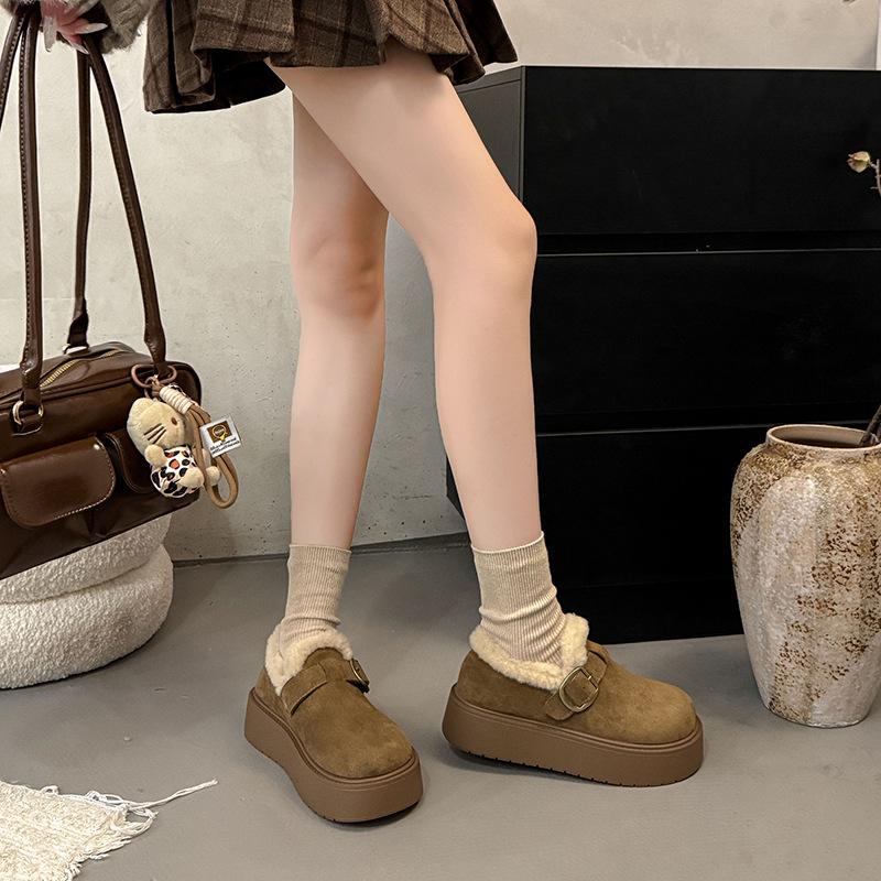 Women's Fashion Lightweight Soft Sole Winter Warm Fur One Snow Boots Padded Lined Non-slip Casual Sports Cotton Boots Fur Shoes