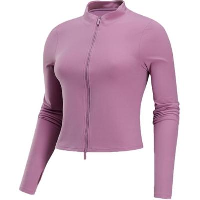 Zenvy Dri-Fit Zip Langarm Uni Outdoor Stehkragen Freizeit Sportjacke Damen Jacke Grau Lila Rot FV7424523