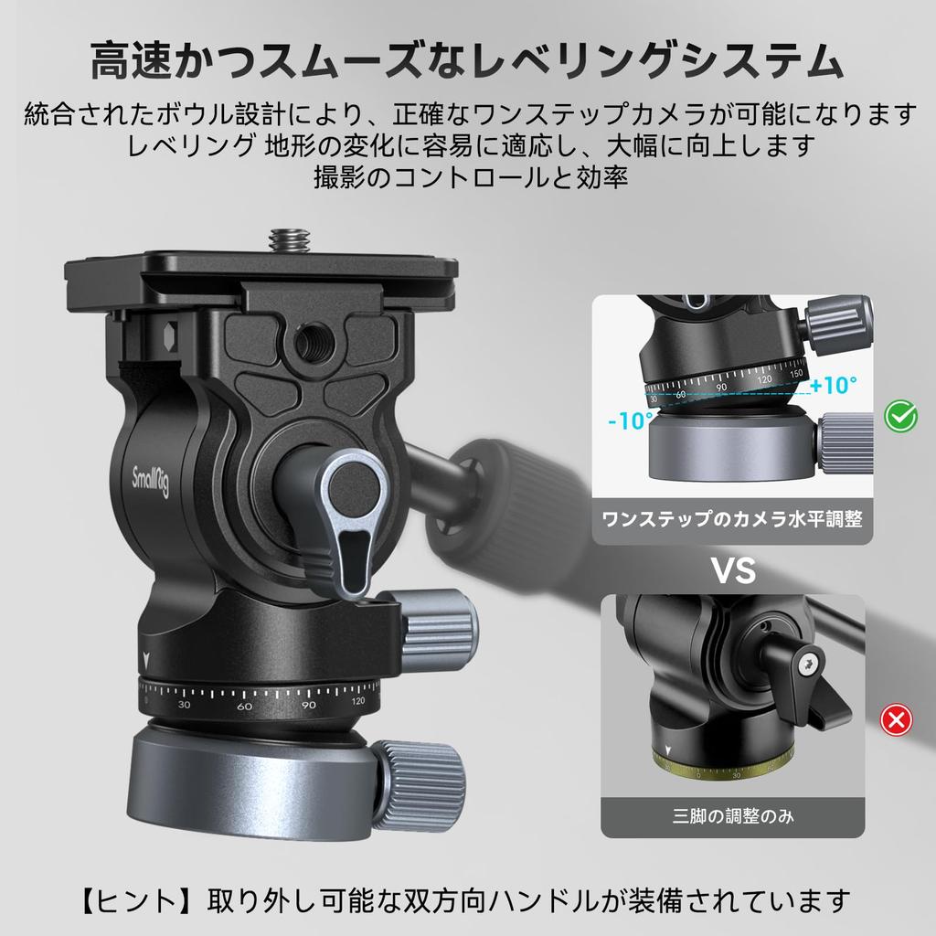 SmallRig Video Tripod Kit for Mirrorless Quick Release Aluminum Alloy 4kg Weight for Video Live CT190 4319 Cameras, Arca-Swiss Plate, Construction,