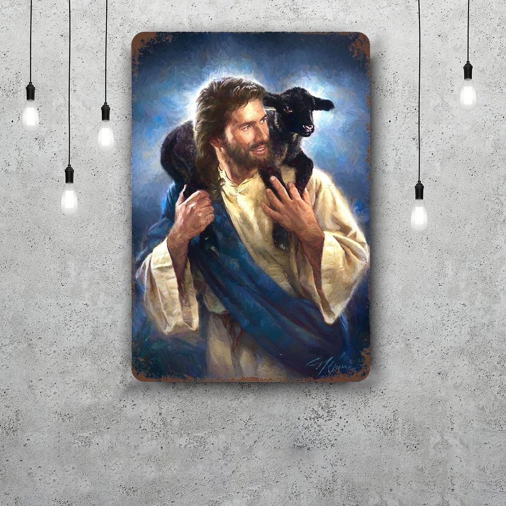 Divine Mercy Jesus Christ Religious Wall Art Print Picture Retro Tin Sign Poster Decorative Plaque Metal Plate Wall Decor