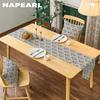 1PC NAPEARL Retro Chinese Blue and White Porcelain Printed Cotton and Linen Table Runner for Dining Table Coffee Table Home Decor