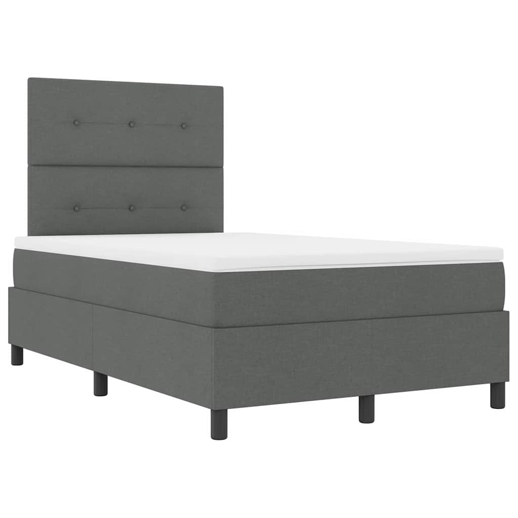 Box Spring Bed with Headboard Dark Grey 120 X 200 Cm Fabric