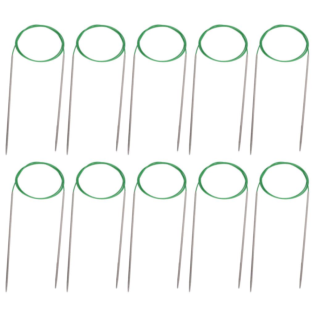 10 Peças Agulha de Tricô Circular Multiuso 100cm 39in Comprimento Anel Aço Inoxidável Fio de Suéter Conjunto de Agulhas de Argola