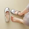 Augustine silver Mary Jane shoes women's 2025 new summer wear French thick heel with skirt light mouth single shoes