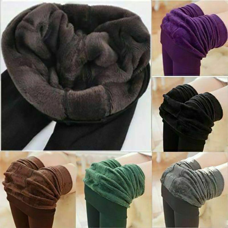 Women Winter Thick Warm Fleece Lined Thermal Stretchy Skinny Leggings Pants For Cozy Cold Days
