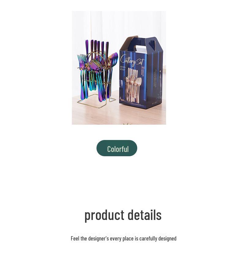 24-Piece Stainless Steel Cutlery Set: Steak Knife, Fork, Spoon & Dessert Spoon