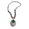 Women's Court Style Long Sweater Necklace with High-End Rhinestone Inlaid Oval Pendant