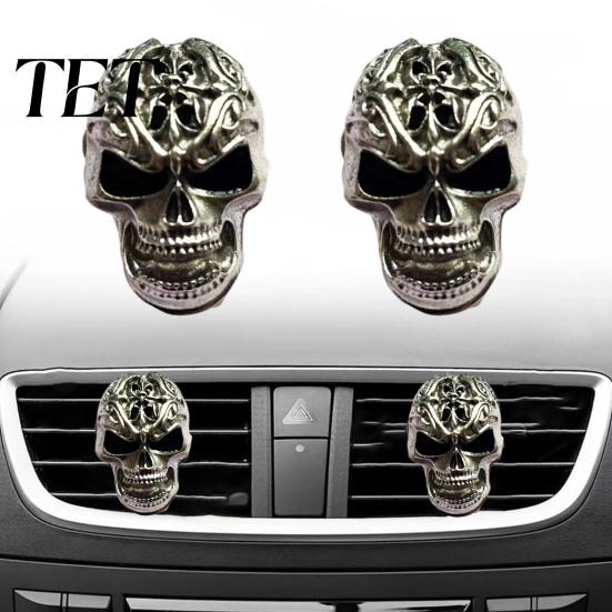 Gothic Car Decor for Women Skull Air Vent Clip, Retro Alloy Dashboard Accessories Halloween Trim Funny Head Auto Interior Decoration