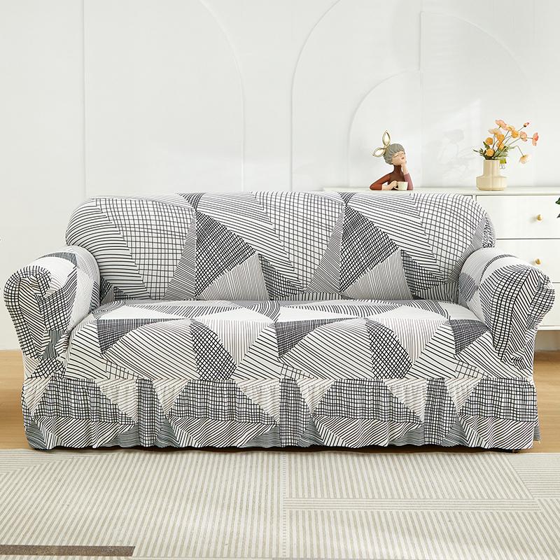 Printed Sofa Cover Stretch Couch Covers Patterned Slipcovers With Skirt Washable Spandex Furniture Protector For Living Room